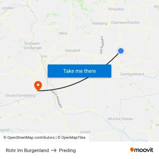 Rohr Im Burgenland to Preding map