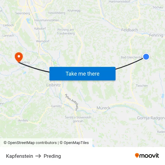 Kapfenstein to Preding map