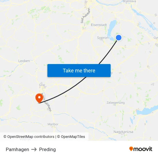 Pamhagen to Preding map