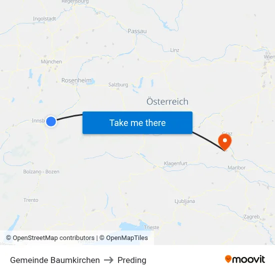 Gemeinde Baumkirchen to Preding map
