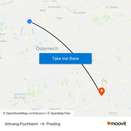 Attnang-Puchheim to Preding map