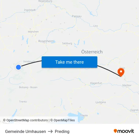 Gemeinde Umhausen to Preding map