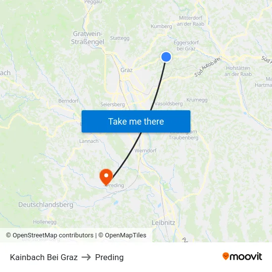 Kainbach Bei Graz to Preding map