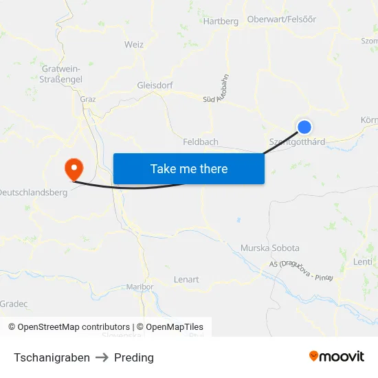 Tschanigraben to Preding map