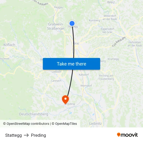 Stattegg to Preding map
