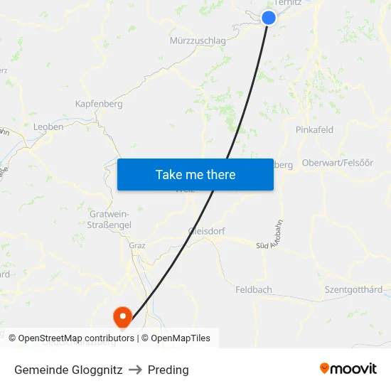Gemeinde Gloggnitz to Preding map