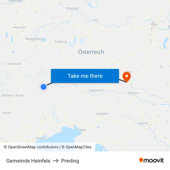Gemeinde Heinfels to Preding map