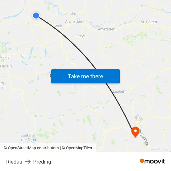 Riedau to Preding map