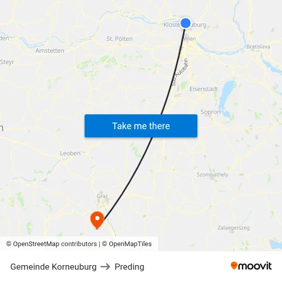 Gemeinde Korneuburg to Preding map