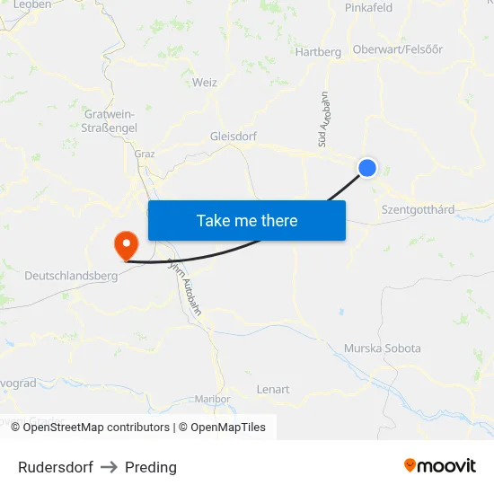 Rudersdorf to Preding map