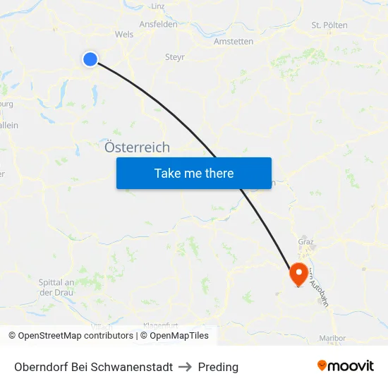 Oberndorf Bei Schwanenstadt to Preding map