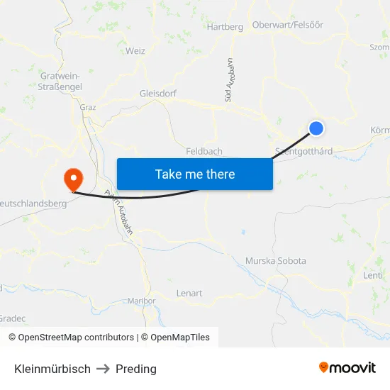 Kleinmürbisch to Preding map