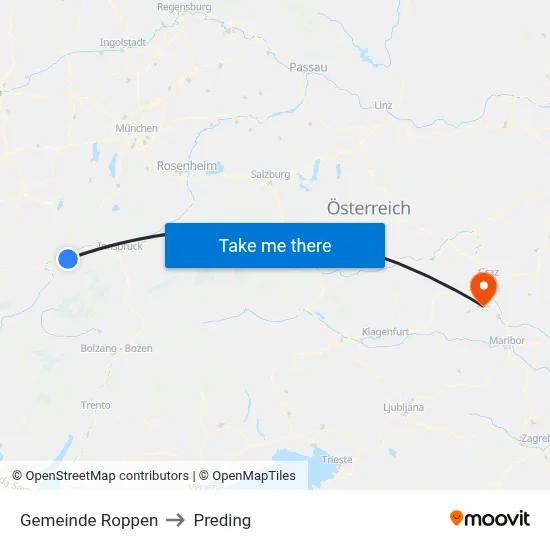 Gemeinde Roppen to Preding map