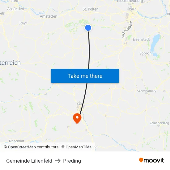 Gemeinde Lilienfeld to Preding map