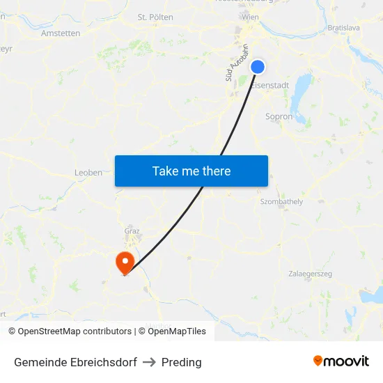 Gemeinde Ebreichsdorf to Preding map