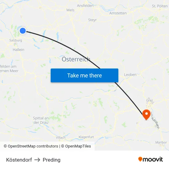 Köstendorf to Preding map