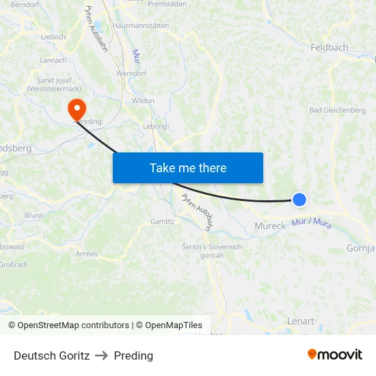 Deutsch Goritz to Preding map
