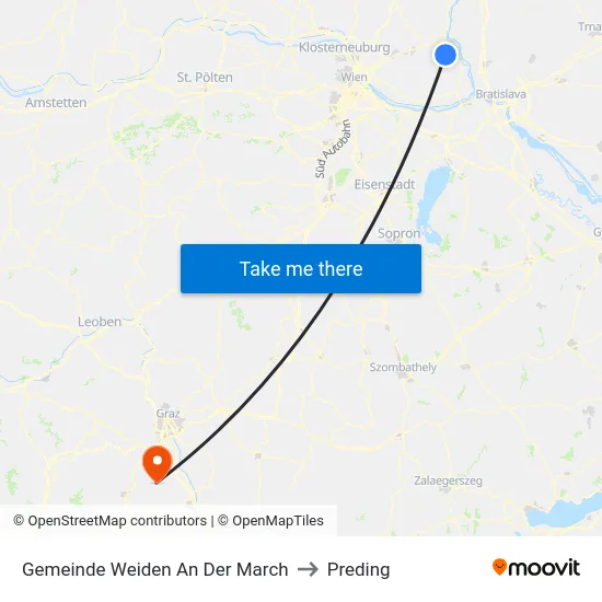 Gemeinde Weiden An Der March to Preding map