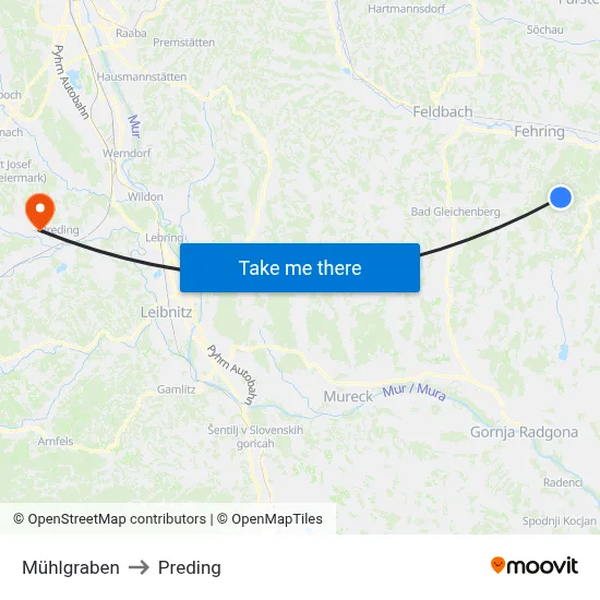 Mühlgraben to Preding map