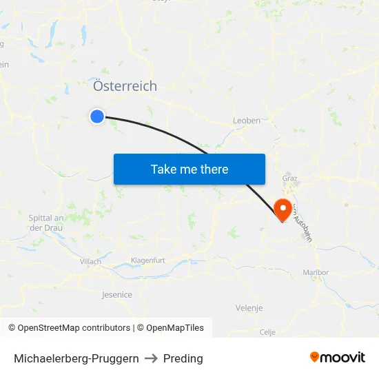 Michaelerberg-Pruggern to Preding map