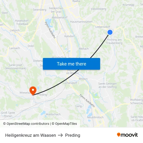 Heiligenkreuz am Waasen to Preding map