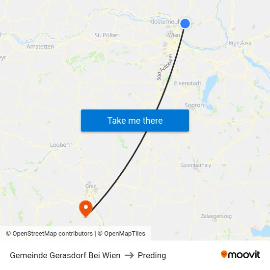 Gemeinde Gerasdorf Bei Wien to Preding map
