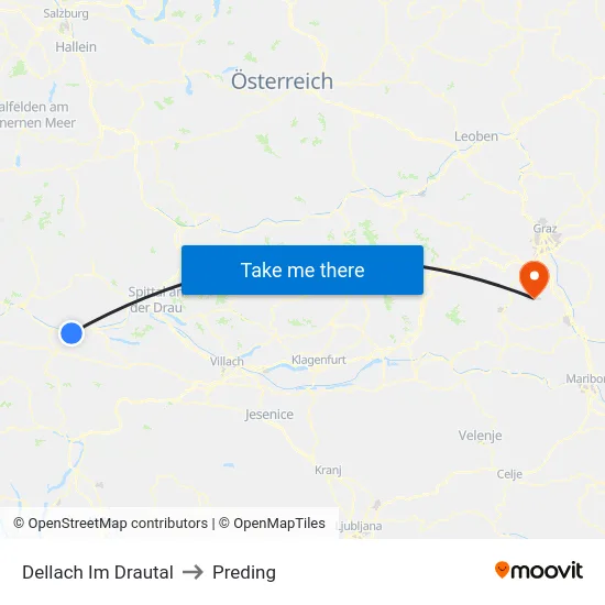 Dellach Im Drautal to Preding map