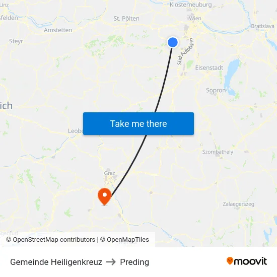 Gemeinde Heiligenkreuz to Preding map