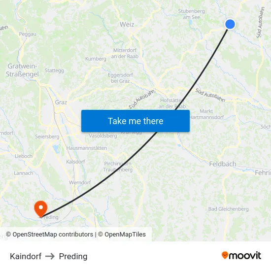 Kaindorf to Preding map