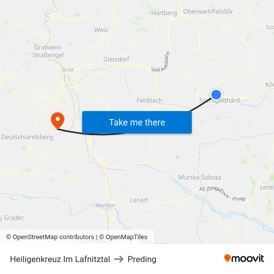 Heiligenkreuz Im Lafnitztal to Preding map