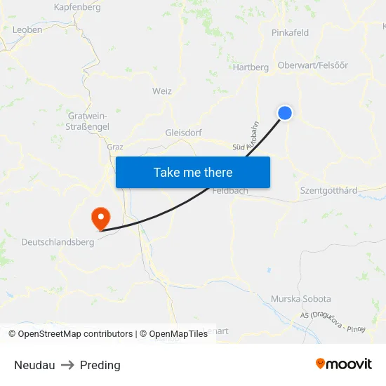 Neudau to Preding map