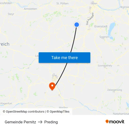 Gemeinde Pernitz to Preding map