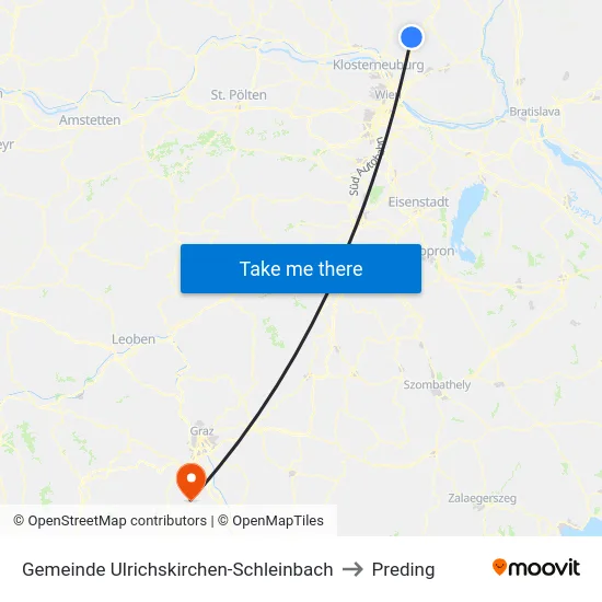 Gemeinde Ulrichskirchen-Schleinbach to Preding map