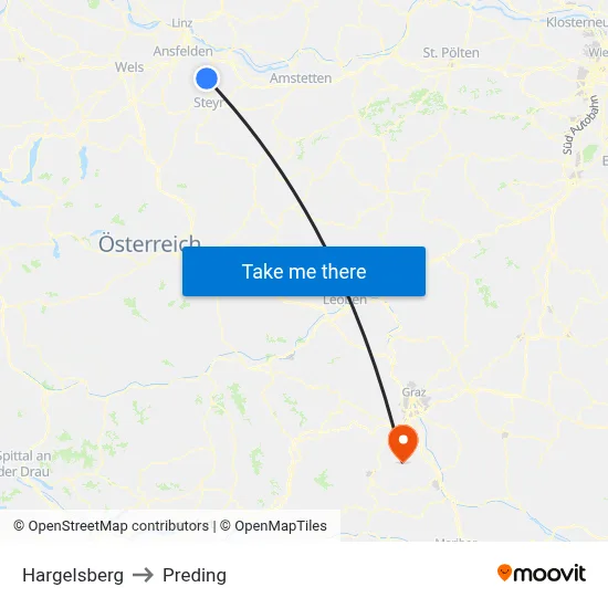 Hargelsberg to Preding map