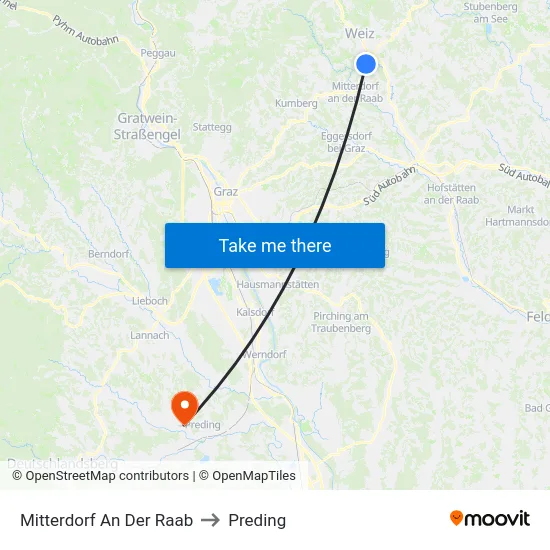 Mitterdorf An Der Raab to Preding map