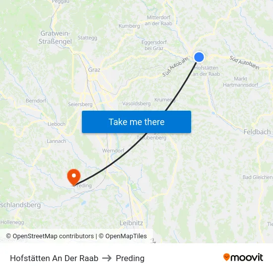 Hofstätten An Der Raab to Preding map
