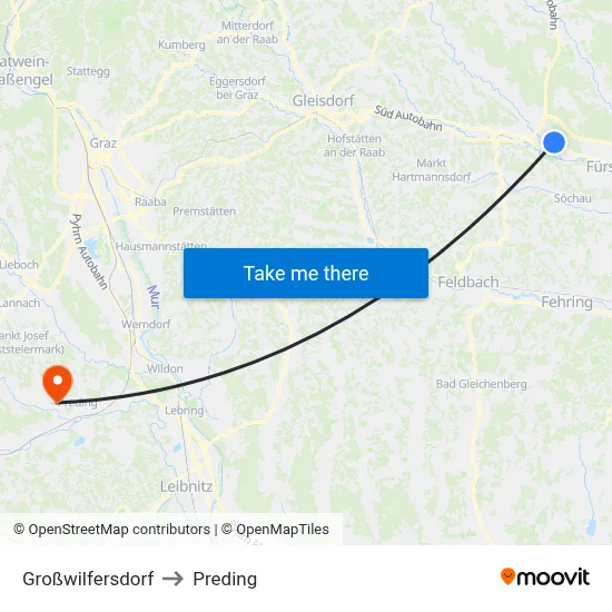 Großwilfersdorf to Preding map