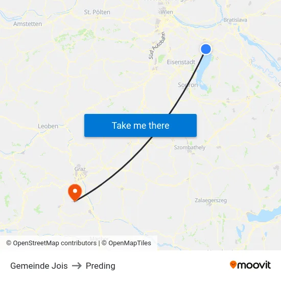 Gemeinde Jois to Preding map