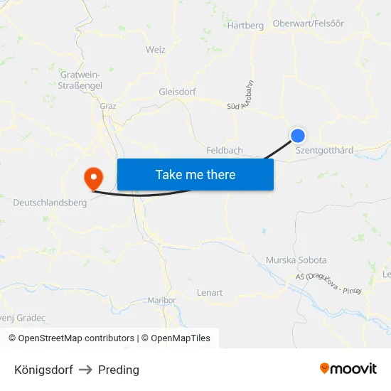 Königsdorf to Preding map