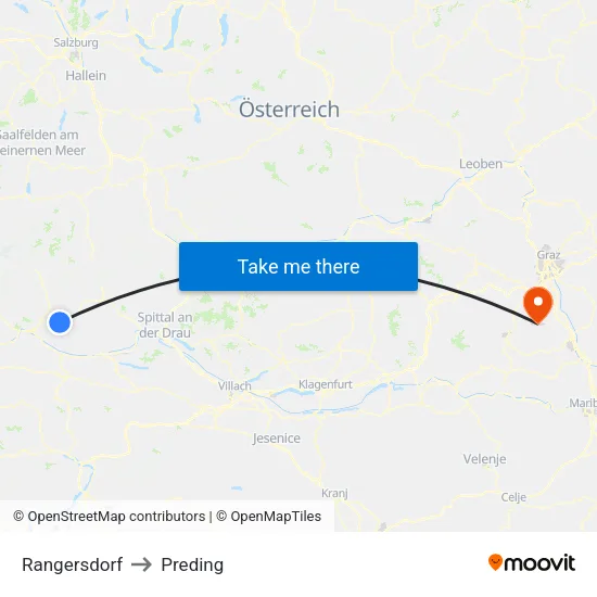 Rangersdorf to Preding map