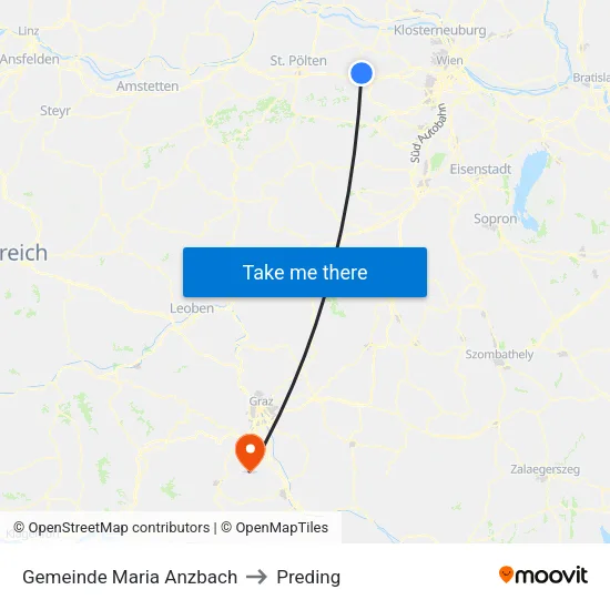 Gemeinde Maria Anzbach to Preding map