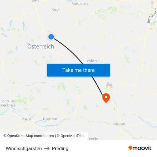 Windischgarsten to Preding map