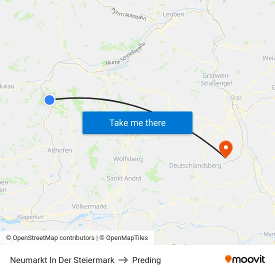Neumarkt In Der Steiermark to Preding map