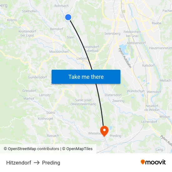 Hitzendorf to Preding map