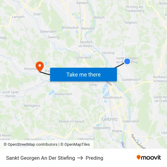 Sankt Georgen An Der Stiefing to Preding map