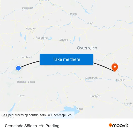 Gemeinde Sölden to Preding map