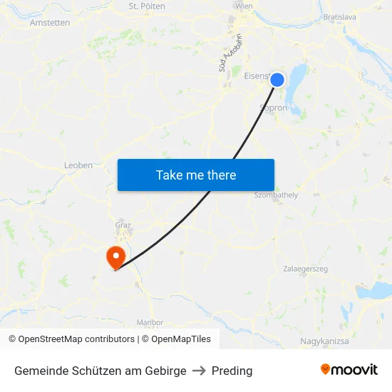 Gemeinde Schützen am Gebirge to Preding map