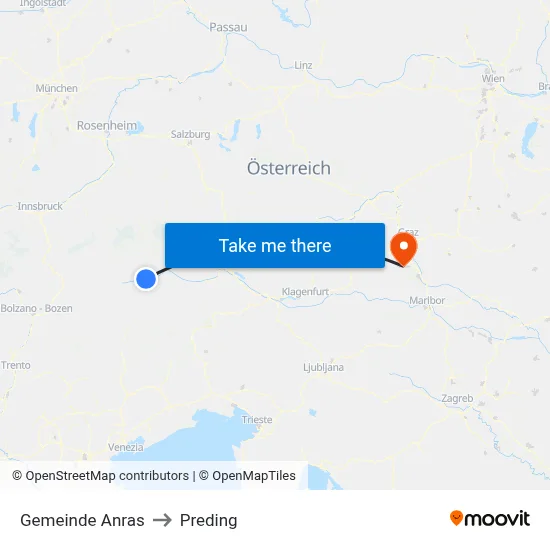 Gemeinde Anras to Preding map