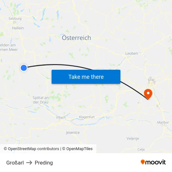 Großarl to Preding map