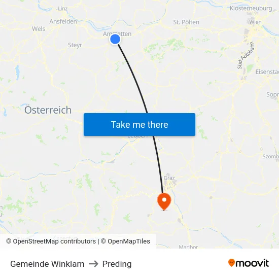 Gemeinde Winklarn to Preding map
